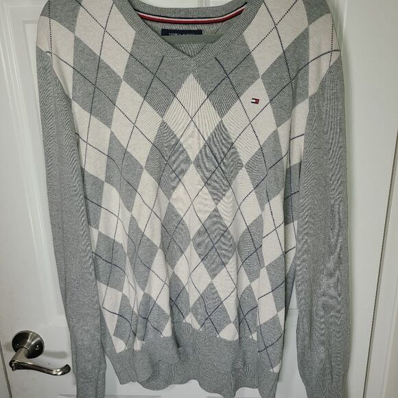 Tommy Hilfiger 100% Cotton Argyle Sweater - Picture 1 of 9